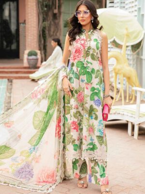 M Basics By Maria B Unstitched 3 Piece Emb Lawn Eid 2 Collection Design 10A (MB-24-010A)