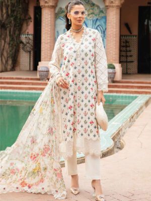 M Basics By Maria B Unstitched 3 Piece Emb Lawn Eid 2 Collection Design 3A (MB-24-003A)