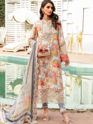 M Basics By Maria B Unstitched 3 Piece Emb Lawn Eid 2 Collection Design 4A (MB-24-004A)