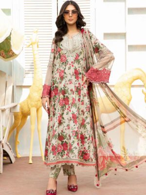 M Basics By Maria B Unstitched 3 Piece Emb Lawn Eid 2 Collection Design 4B (MB-24-004B)